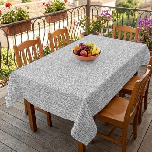 Rectangle Tablecloth,Modern Gray Linen Texture Waterproof Oil-Proof