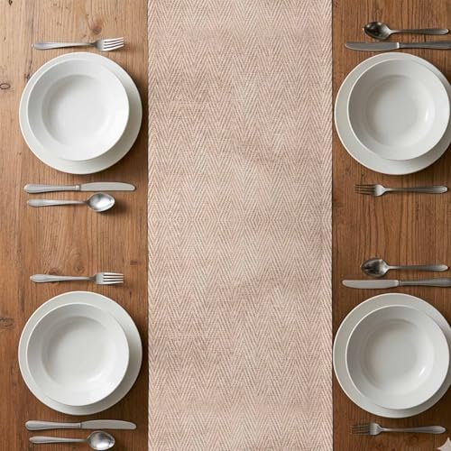Beige Burlap Texture Table Runner Farmhouse Nature Linen Grain