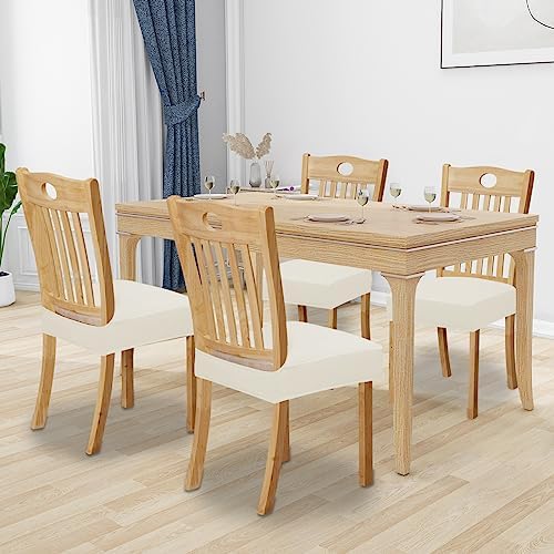 Easy-Going Waterproof Seat Covers for Dining Chairs Set of 4, Ivory