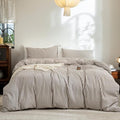 FOSSA Striped Duvet Cover Set 100% Washed Cotton Linen Feel Full