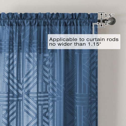 Simplebrand Dusty Blue Sheer Curtains 72 Inch Length 2 Panels for