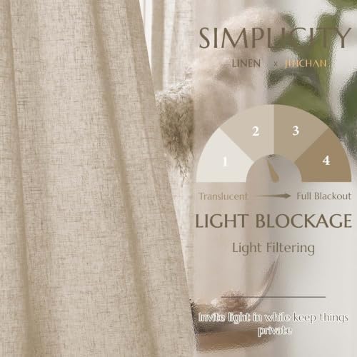 jinchan Lined Linen Curtain Light Filtering Back Tab 100x96 Inch 1