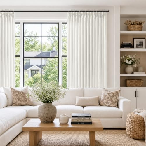 Natural Semi Sheer Linen Pinch Pleated Curtains 120 Inch Long