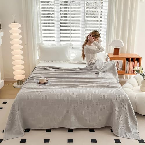 LGYKUMEG 100% Cotton Knitted Throw Blanket 70×79 inch,Lightweight