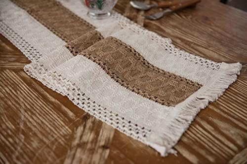 Braided Farmhouse Table Runner (Beige 12x108 inch)