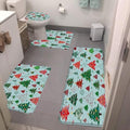 Christmas Bathroom Rug Set 4 Piece,Cute Xmas Tree Snowflake Winter