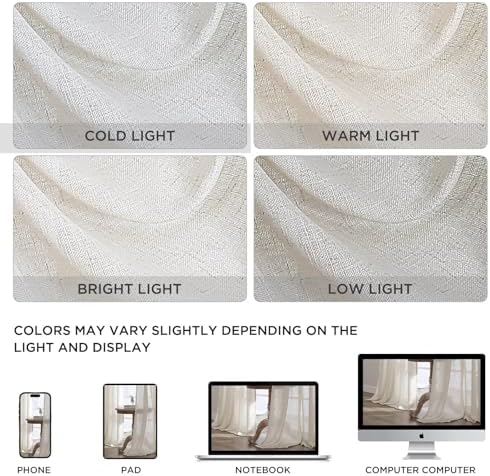 CUCRAF Natural Off White Linen Non See Through Semi Sheer Privacy