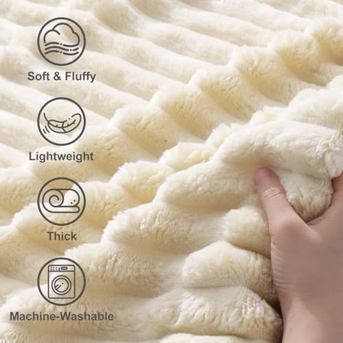 decorUhome Beige Fleece King Blanket 108x90 Inches