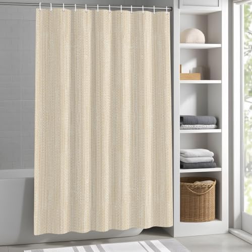 Teamery Shower Curtains Sets for Bathroom Decor Minimalist Light Beige