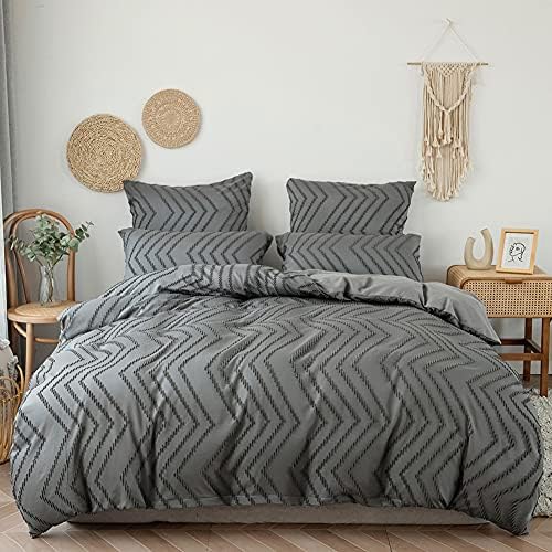 vctops Boho Wave Tufted Duvet Cover Set 3 Pieces Full Size Soft