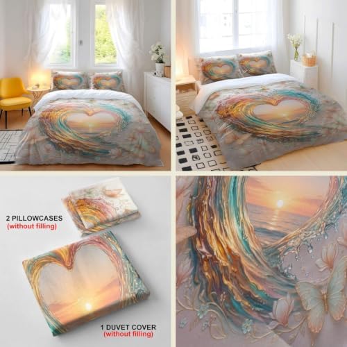 Valentine Duvet Cover Set Pressed Dried Flower Arrow Heart Romantic