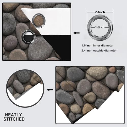 Blackout Pebble Texture Curtains for Bedroom, Gray Curtains 63 Inch