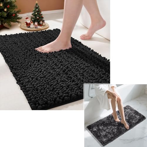 Yimobra 2 Pack Non Slip Chenille Bath Mats - Extra Thick Ultra Soft
