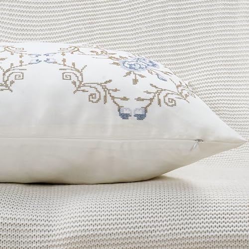 Home Soft Things Embroidered Canvas Decorative Throw Pillow Covers