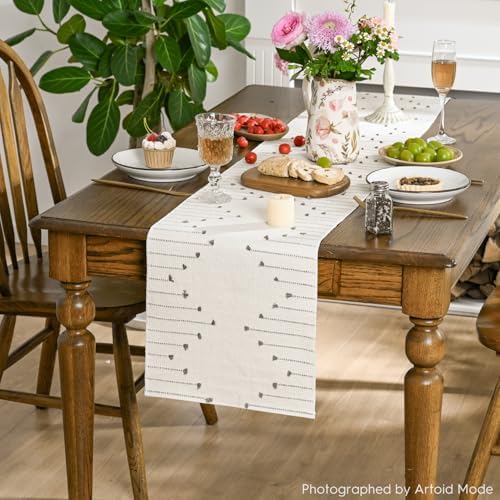 Artoid Mode Light Grey Boho Table Runner for Farmhouse Rustic,Seasonal