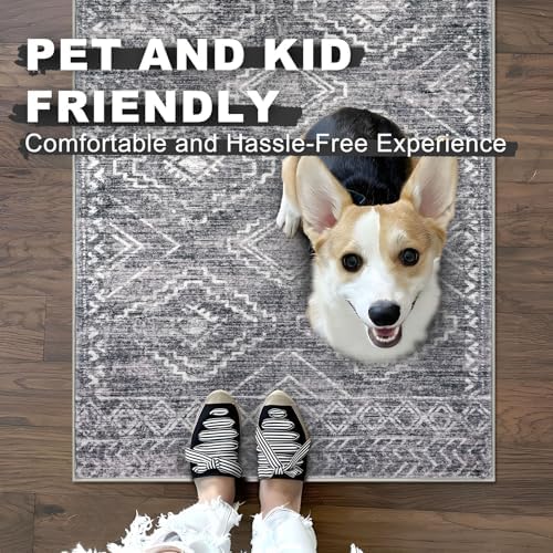 KILOCOCO Washable Runner Rug 2x6 ft Non-Slip Hallway Runners, Grey