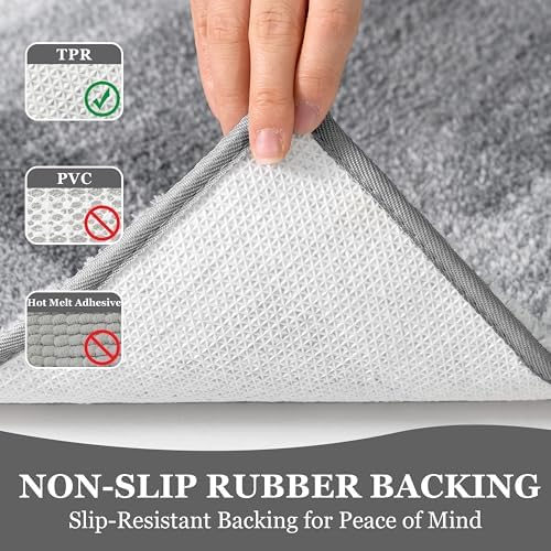 RORA Bathroom Runner 24x60 Gray Non Slip Absorbent Washable Long Bath