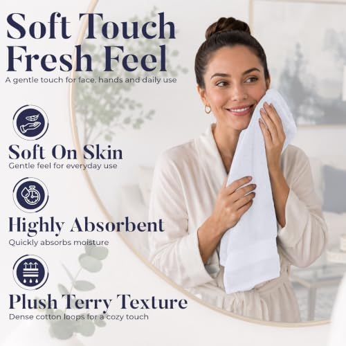 DAN RIVER 6-Pack Premium Hand Towels (16x28 Inches) - 100% Cotton