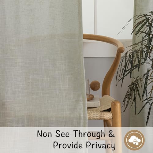 120 Inches Extra Long Linen Curtains for Living Room - 2 Panels Back