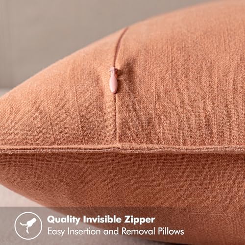 MIULEE Decorative Linen Pillow Covers 20x20 Inch Coral