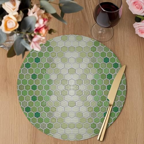 Neutral Honeycomb Round Braided Placemats Set of Set of 8 Heat