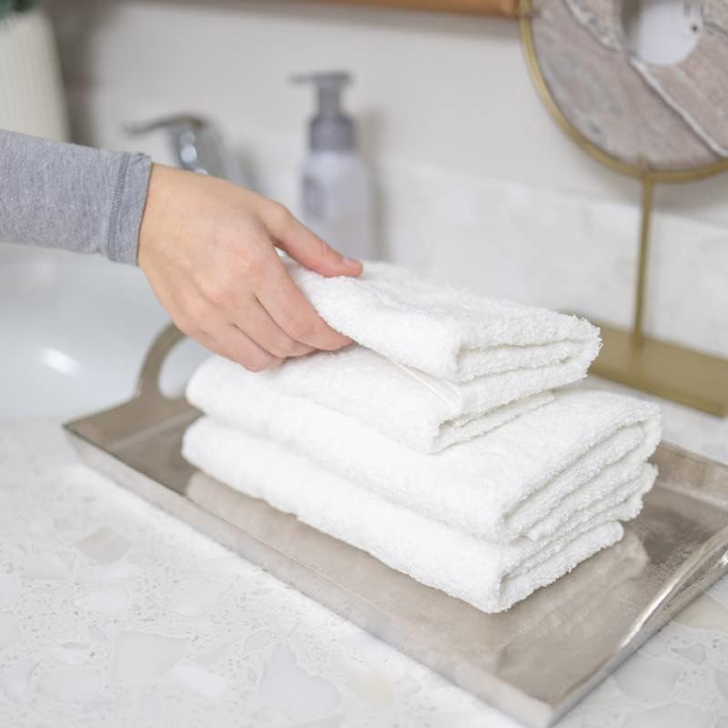 Hawmam Linen Hand Towels for Bathroom, Turkish Cotton, 4 Pack, White