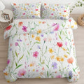 California King Duvet Cover Set Cheerful Wildflower Pattern Soft