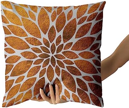 Mustard Yellow Dahlia Pillow Covers 20X20 Inch Geometry Floral Couch