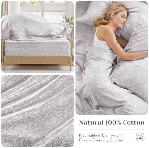 Comfort Spaces 100% Cotton Percale Sheets Queen Size 4 Pcs, Adelia