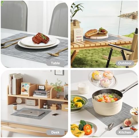 Placemats Set of 6,Non-Slip PVC Weave Table Mats Easy to Clean,Heat
