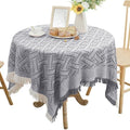 Dining Square Elegant Tablecloth - Solid Color Plaid with Decorative