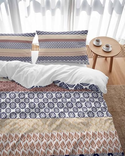LooPoP Duvet Cover Set Queen Size Khaki Bohemian Comforter Sets