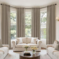 MIULEE Dark Taupe Back Tab Linen Curtains 4 Panels 42W x 84L