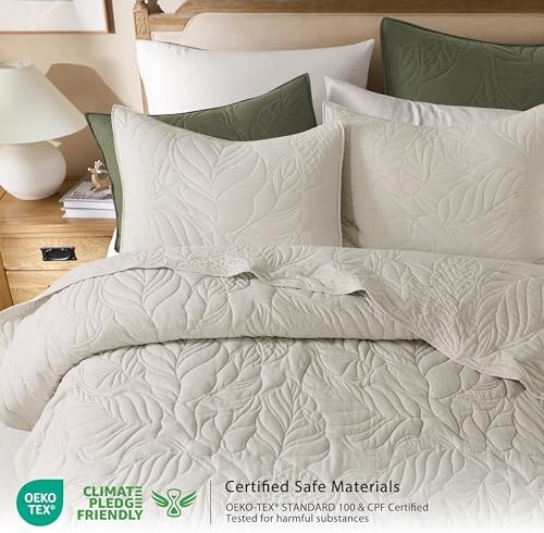 R.SHARE Beige King Size Quilt Set, Neutral Soft Lightweight Bedspread