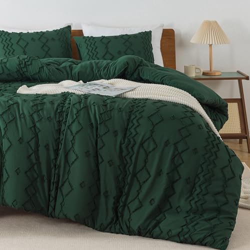 Andency King Size Comforter Set Emerald Green, 3 Pieces Bedding