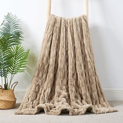 Ruched Spandex Luxury Faux Fur Throw Blanket Reversible to Cozy
