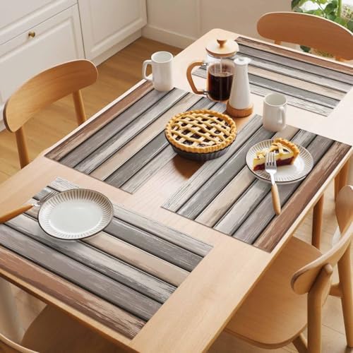 Placemats Set of 8, Brown Beige Stripes Woven Placemat, Linen Place
