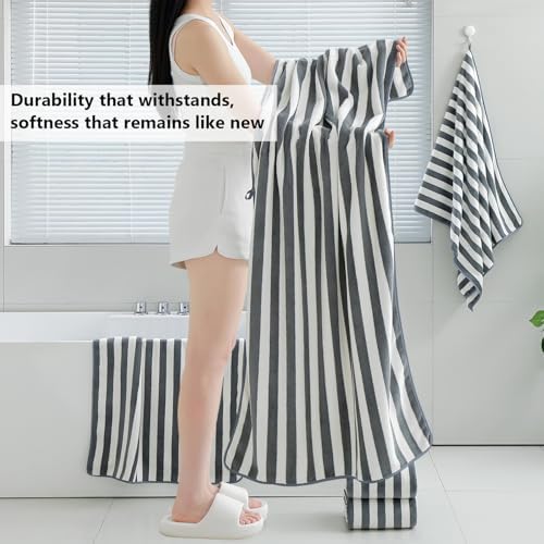 Jarson 18-Piece Striped Bath Towel Set -Highly Absorbent 6 Bath