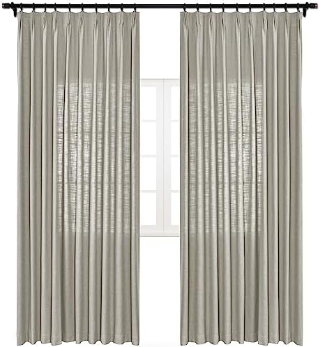 cololeaf Linen Curtains 52" W x 108" L Extra Long Pinch Pleated
