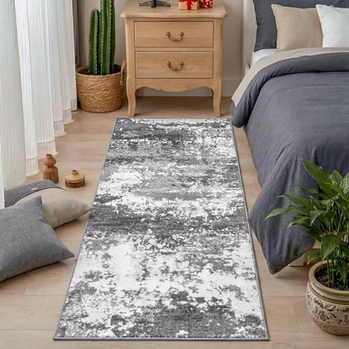 Grey 2x5 Washable Entryway Runner Rug Non Slip for Hallways Kitchen