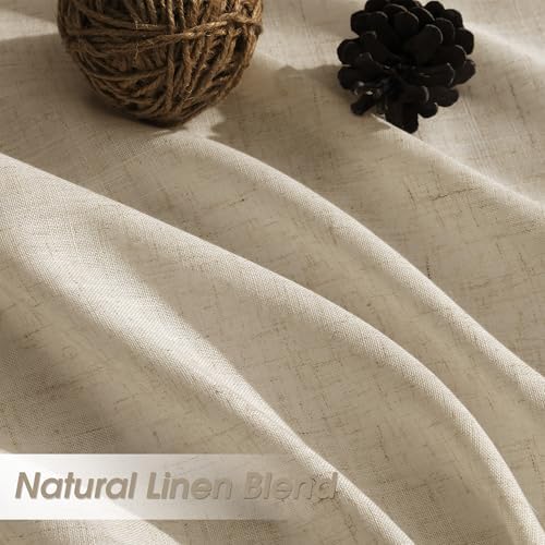 Nanspring Linen Curtains 96 Inch Long for Bedroom Hook Belt Taupe