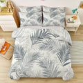Gray Beige Duvet Cover King - Modern Decorative Plant Palm Leaf