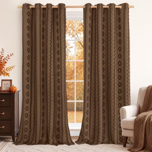 BGment Brown Curtains 96 Inches Long for Living Room, 52 x 96 Inch