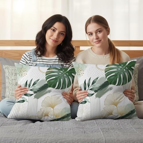 Boho Arch Watercolor Leaves Throw Pillow Covers 20x20IN Set of 2