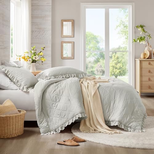Degrees of Comfort Ruffle Edge Comforter Set - King/Cal King Gray