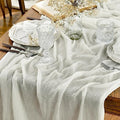 Artoid Mode Boho Cheesecloth Gauze Ivory Wedding Table Runner