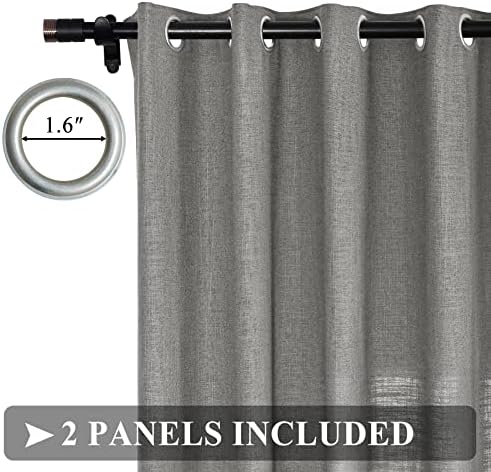 Fcosie 50" W x 63" L Linen Textured Curtains Room Darkening Drapes