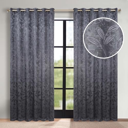 SUPERIOR Semi Blackout Curtains - Modern Leaves - 52" x 120" - Grommet