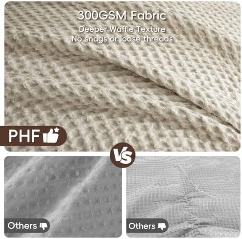 PHF Ultra Soft Waffle Comforter Set 3 Pieces California King, Linen