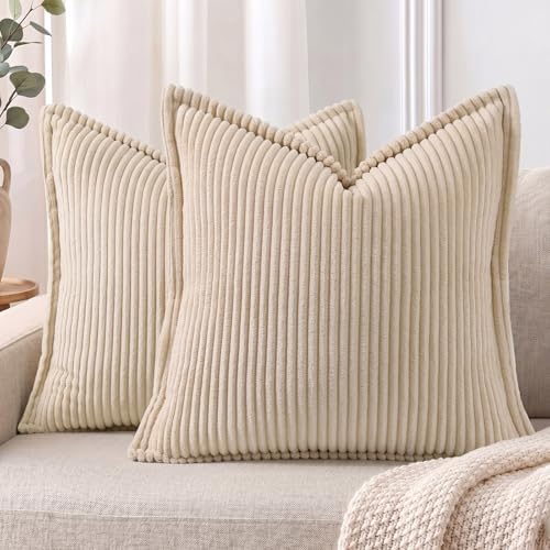 Mecatny Corduroy Fall Decorative Throw Pillow Covers 22x22 Set of 2
